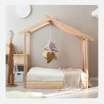 House Bed for Kids, Wood Floor Bed Frame with Roof - Popsicle Bed