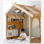 House Bed for Kids, Wood Floor Bed Frame with Roof - Popsicle Bed