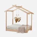 House Bed for Kids, Wood Floor Bed Frame with Roof - Popsicle Bed