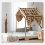 House Bed for Kids, Wood Floor Bed Frame with Roof - Popsicle Bed