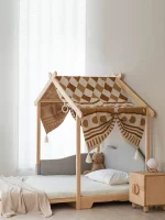 House Bed for Kids, Wood Floor Bed Frame with Roof - Popsicle Bed