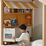 House Bed for Kids, Wood Floor Bed Frame with Roof - Popsicle Bed